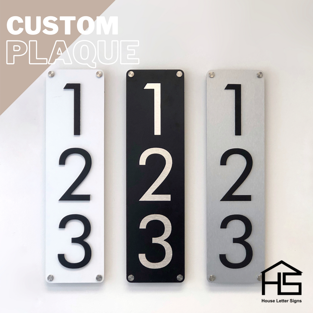 Custom Modern House Number Plaque [Vertical]